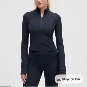 Lululemon It’s Rulu Cropped Quarter Zip True Navy